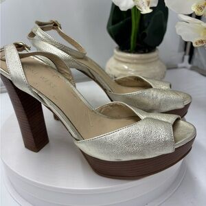 Nine West Women's Silver Peep Toe Heels